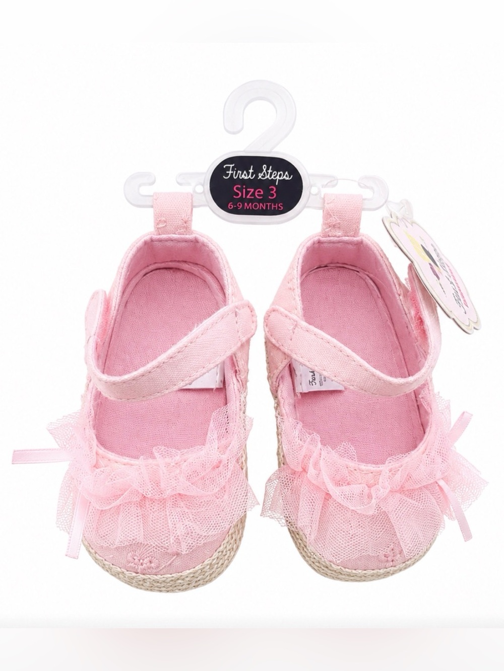 First Steps by Stepping Stone Pink Lace Espadrilles